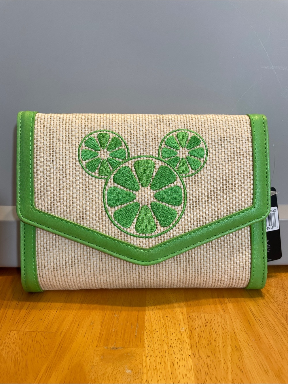 Disney Buckle Down Mickey Mouse Lime Clutch NWT